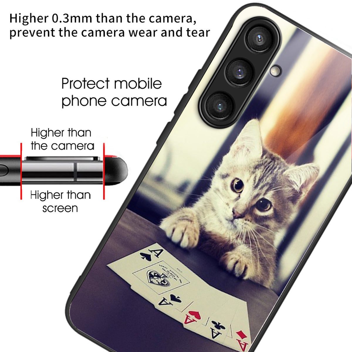 For Samsung Galaxy S24+ Phone Case Tempered Glass Back + TPU Frame - Cat