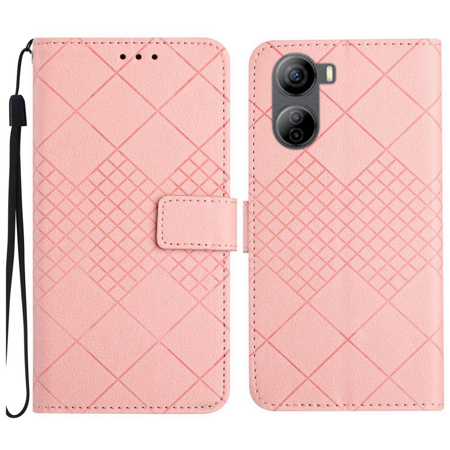 HT06 For ZTE Libero 5G IV Case PU Leather+TPU Litchi Texture Phone Stand Cover - Dark Purple