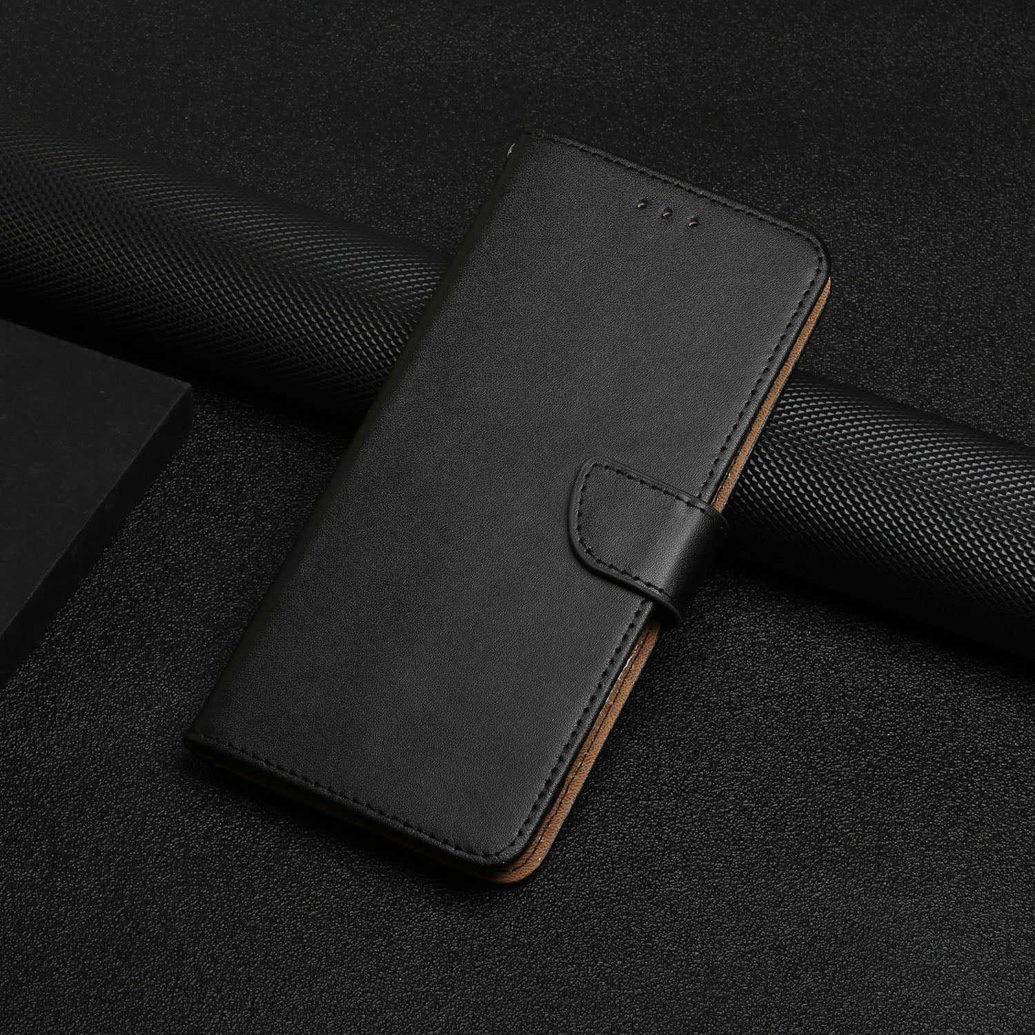 HT02 For ZTE Libero 5G IV Genuine Cow Leather Wallet Case Flip Phone Cover - Black