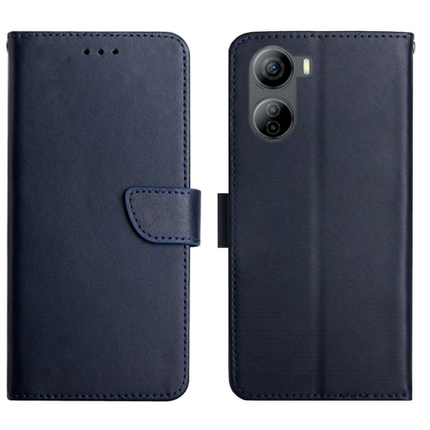 HT02 For ZTE Libero 5G IV Genuine Cow Leather Wallet Case Flip Phone Cover - Black