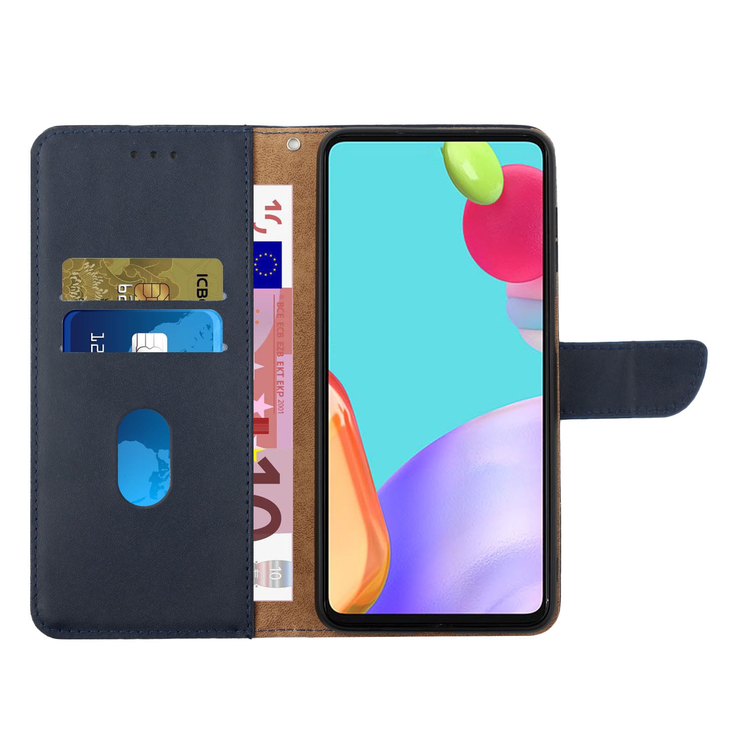 HT02 For Honor X8b 4G Wallet Phone Case Genuine Cow Leather with Viewing Stand Nappa Texture - Blue