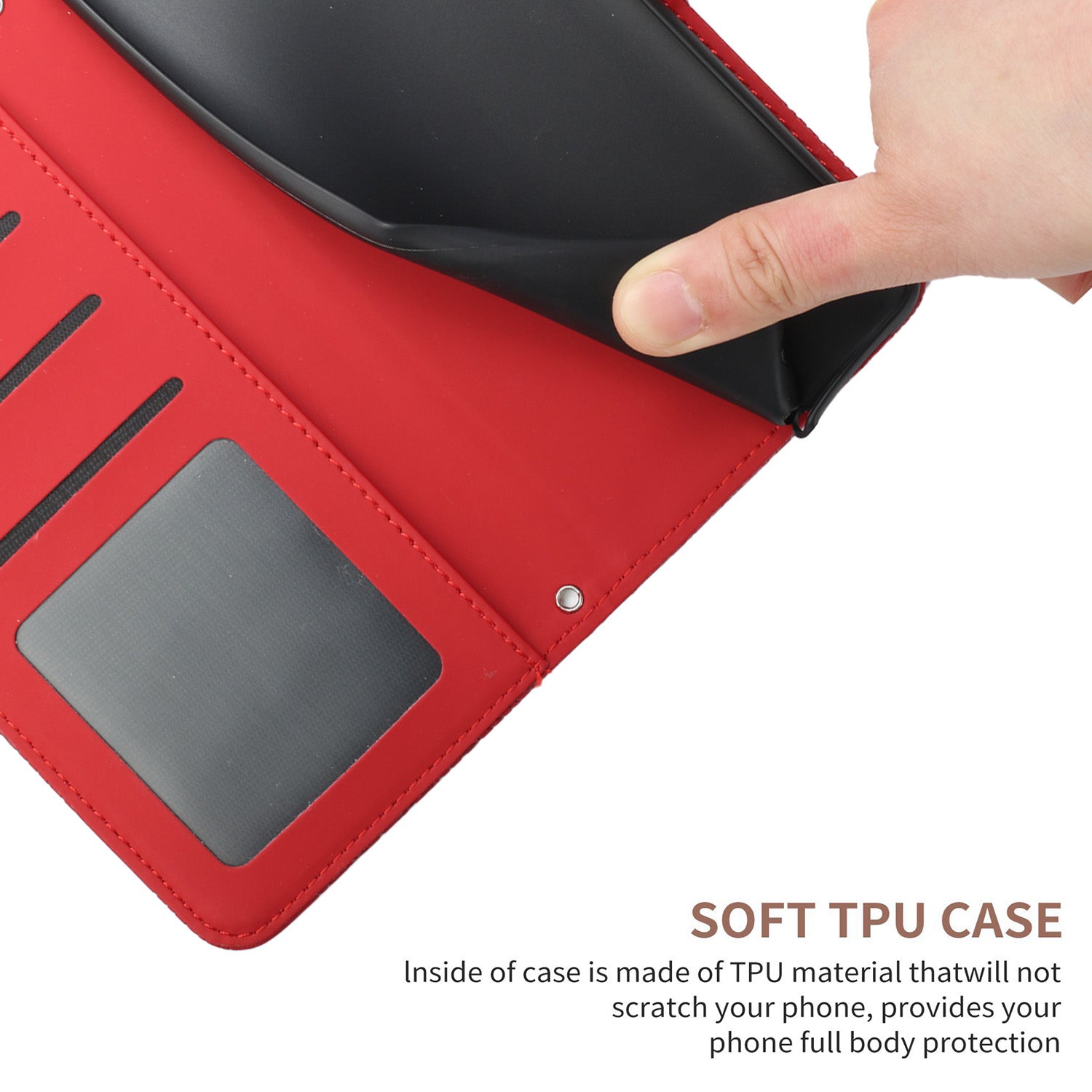HT03 For Honor X8b 4G Wallet Case Leather Skin-touch Phone Cover with Hand Strap - Red