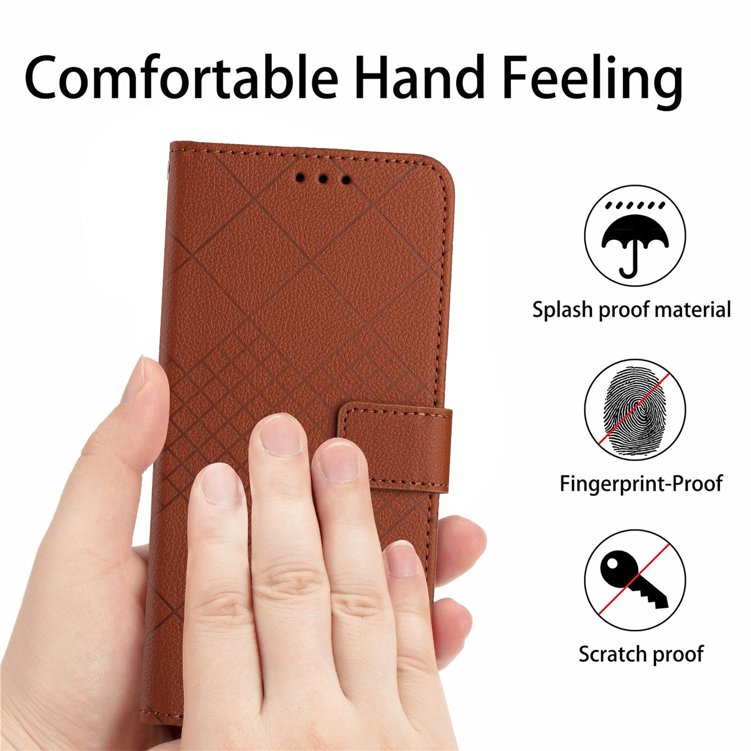 HT06 For Honor X8b 4G Case Leather Imprinted Rhombus Card Slots Phone Cover - Brown
