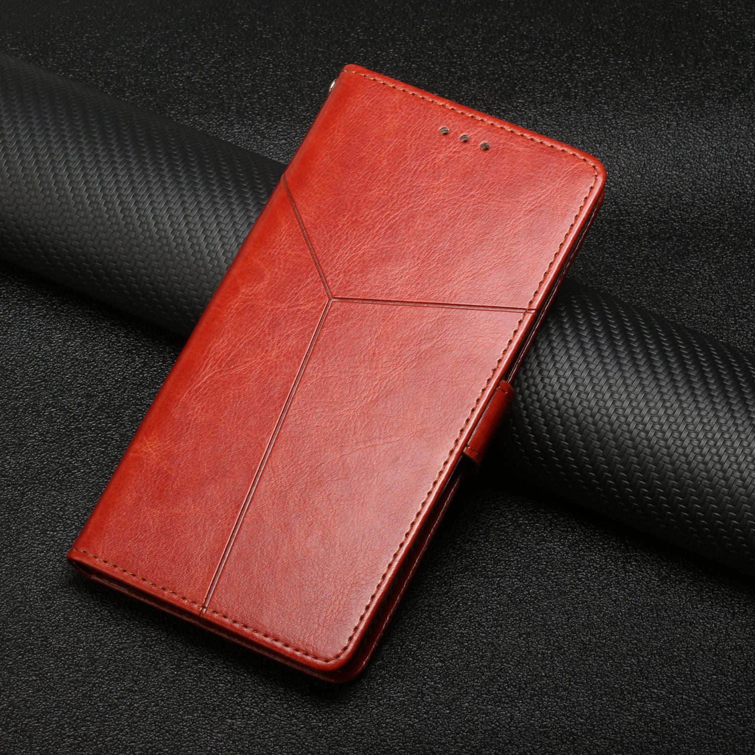 HT01 For Honor X8b 4G Case Y-shaped Line Imprinted Phone Cover with Wrist Strap - Brown