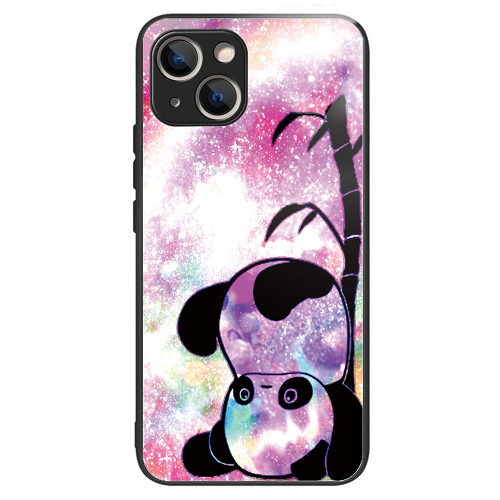 For iPhone 15 Phone Case Pattern Design Anti-Scratch Tempered Glass Back Cover - Geometry