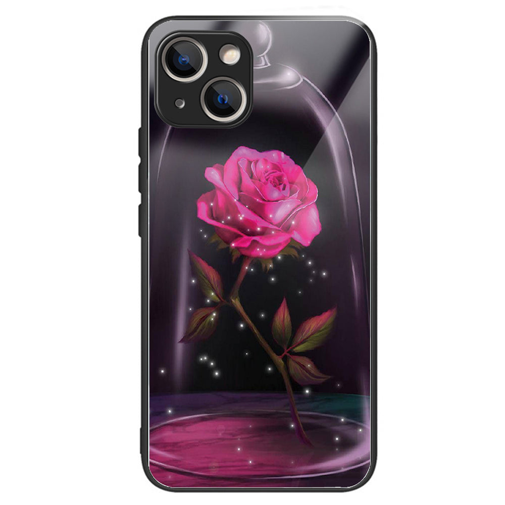 For iPhone 15 Phone Case Pattern Design Anti-Scratch Tempered Glass Back Cover - Geometry