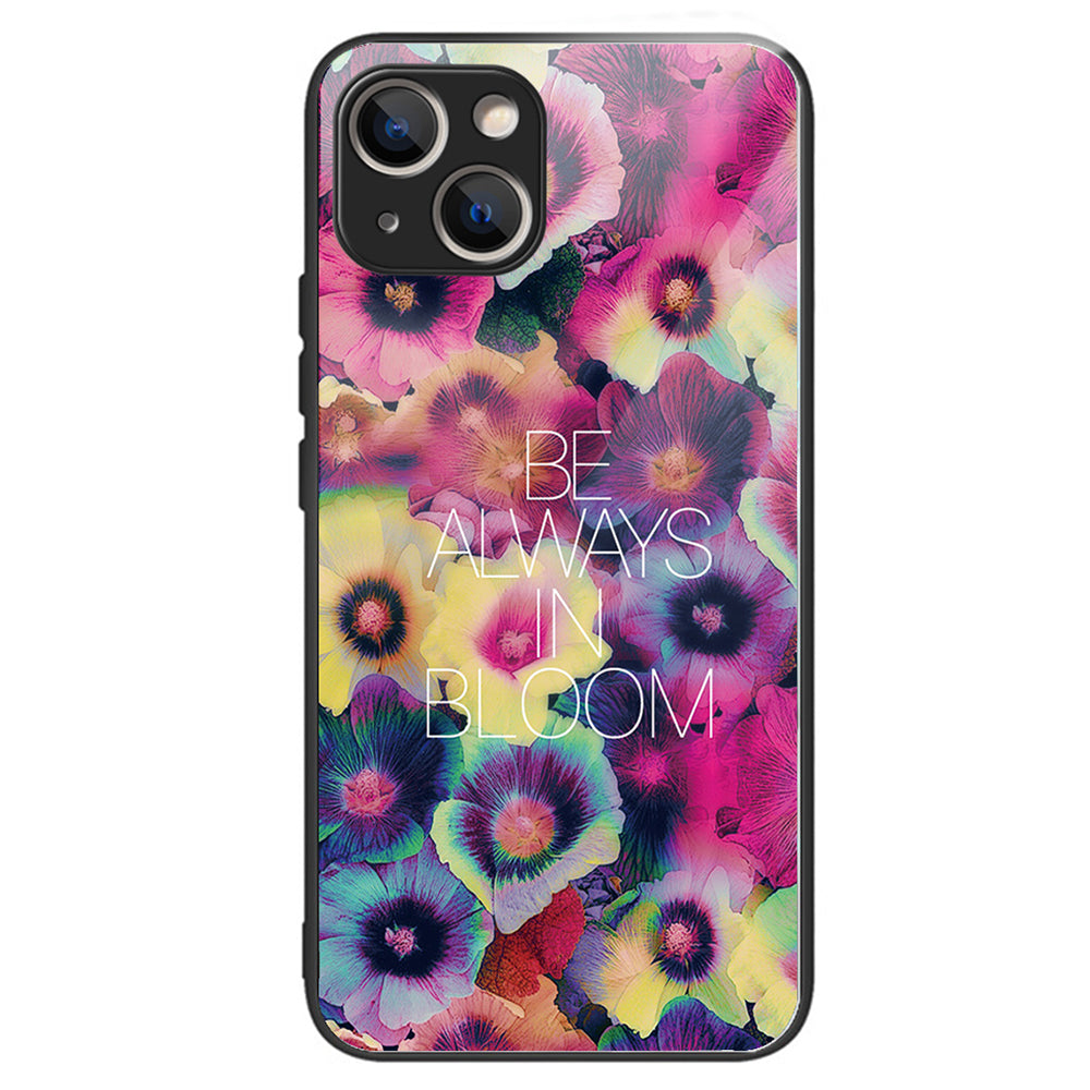 For iPhone 15 Phone Case Pattern Design Anti-Scratch Tempered Glass Back Cover - Geometry