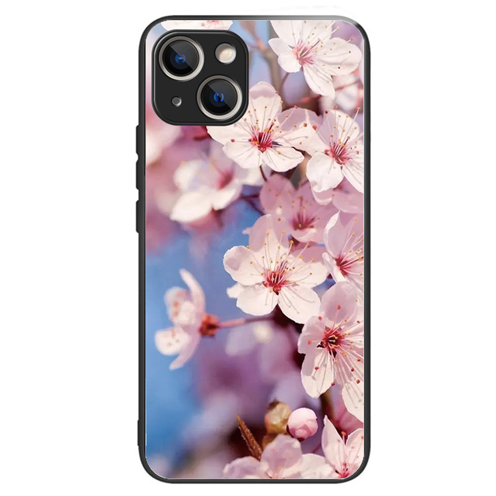 For iPhone 15 Phone Case Pattern Design Anti-Scratch Tempered Glass Back Cover - Geometry