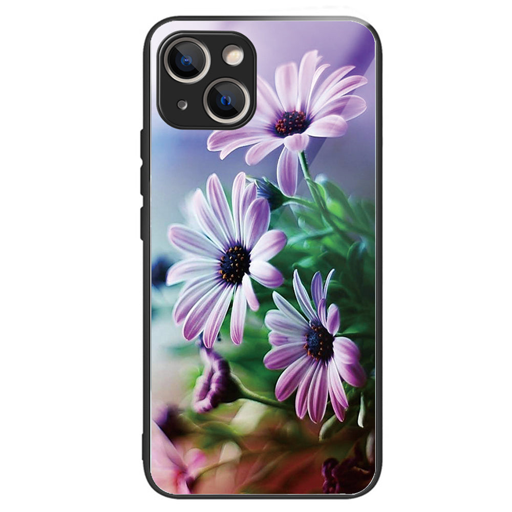 For iPhone 15 Phone Case Pattern Design Anti-Scratch Tempered Glass Back Cover - Geometry