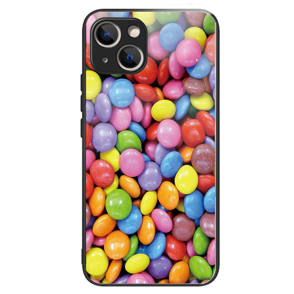 For iPhone 15 Phone Case Pattern Design Anti-Scratch Tempered Glass Back Cover - Geometry