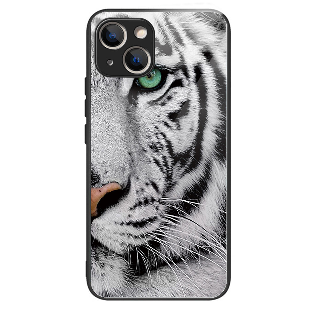 For iPhone 15 Phone Case Pattern Design Anti-Scratch Tempered Glass Back Cover - Geometry