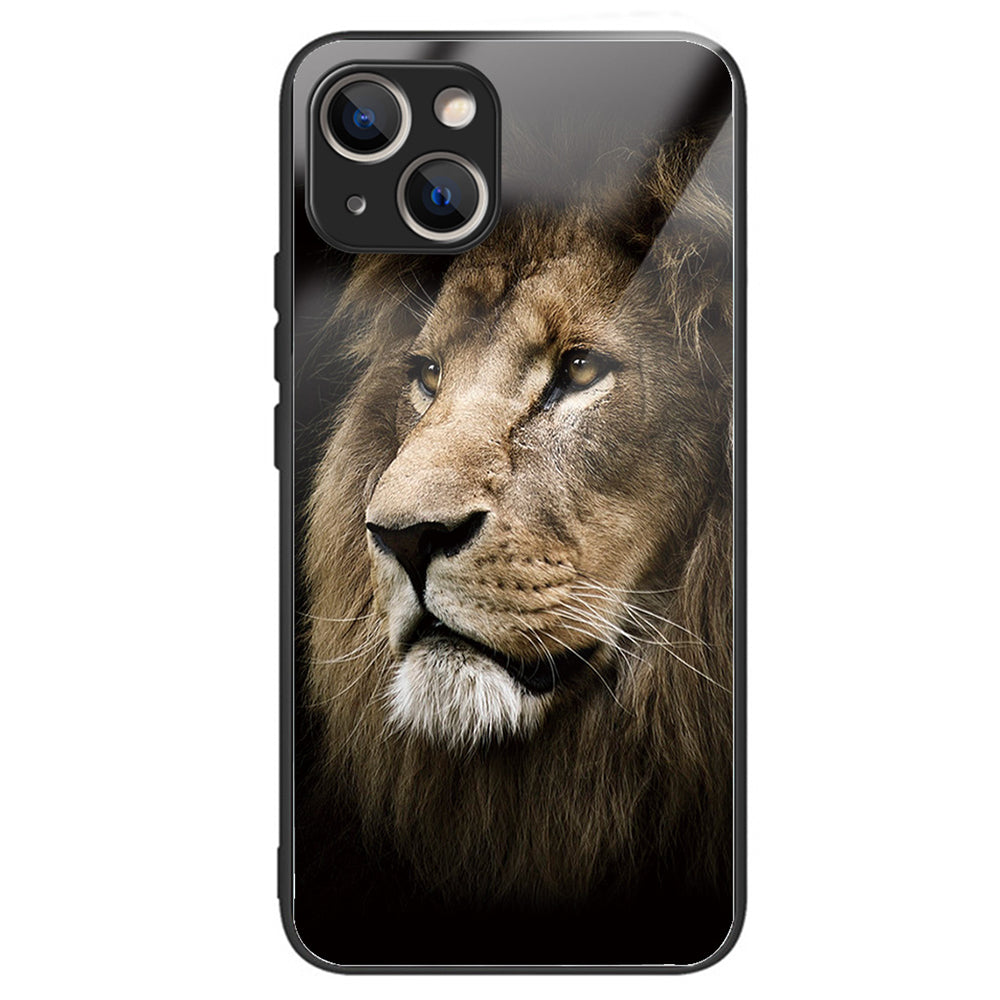 For iPhone 15 Phone Case Pattern Design Anti-Scratch Tempered Glass Back Cover - Geometry