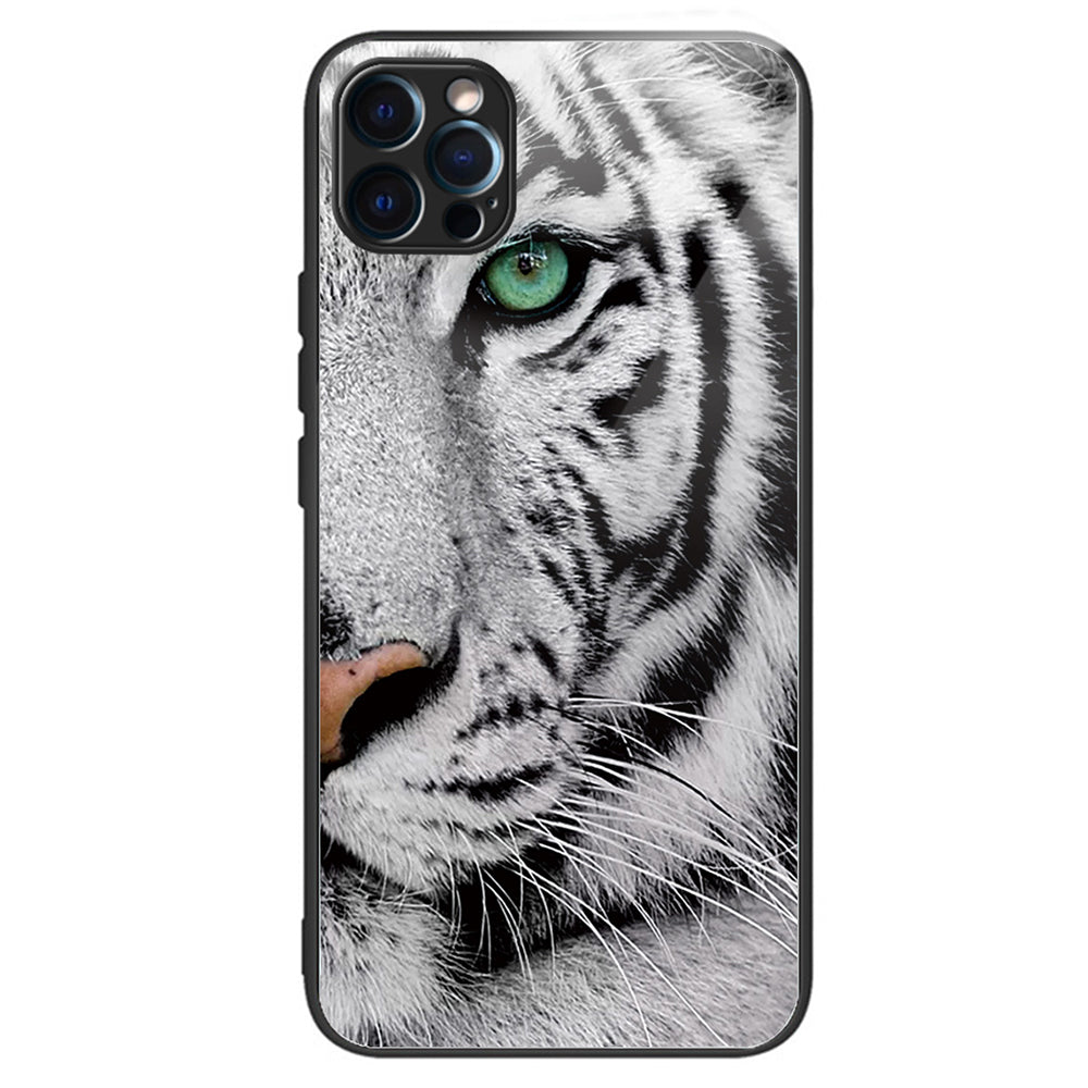 For iPhone 15 Pro Pattern Tempered Glass Case Protective Phone Cover - Colorful Butterflies