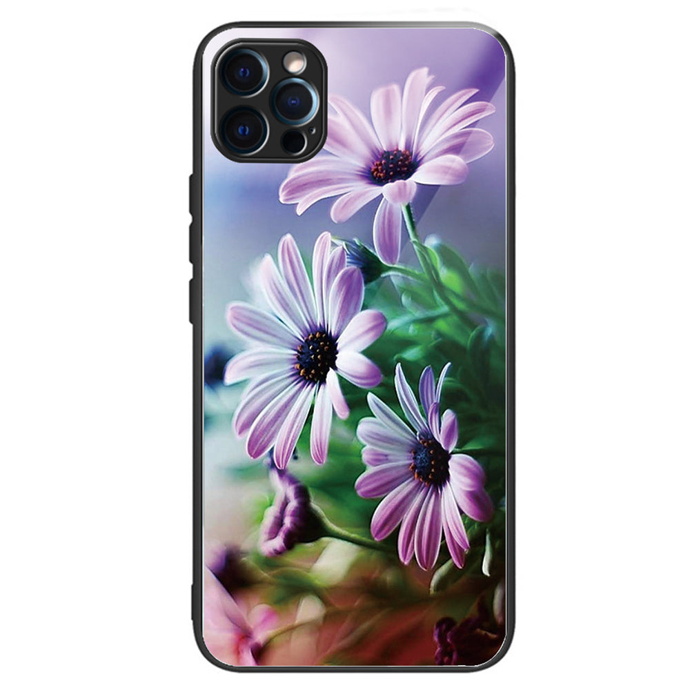 For iPhone 15 Pro Pattern Tempered Glass Case Protective Phone Cover - Colorful Butterflies