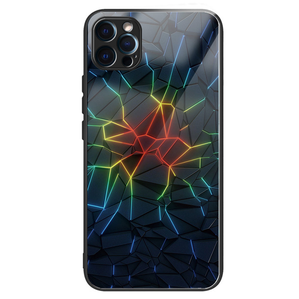 For iPhone 15 Pro Pattern Tempered Glass Case Protective Phone Cover - Colorful Butterflies