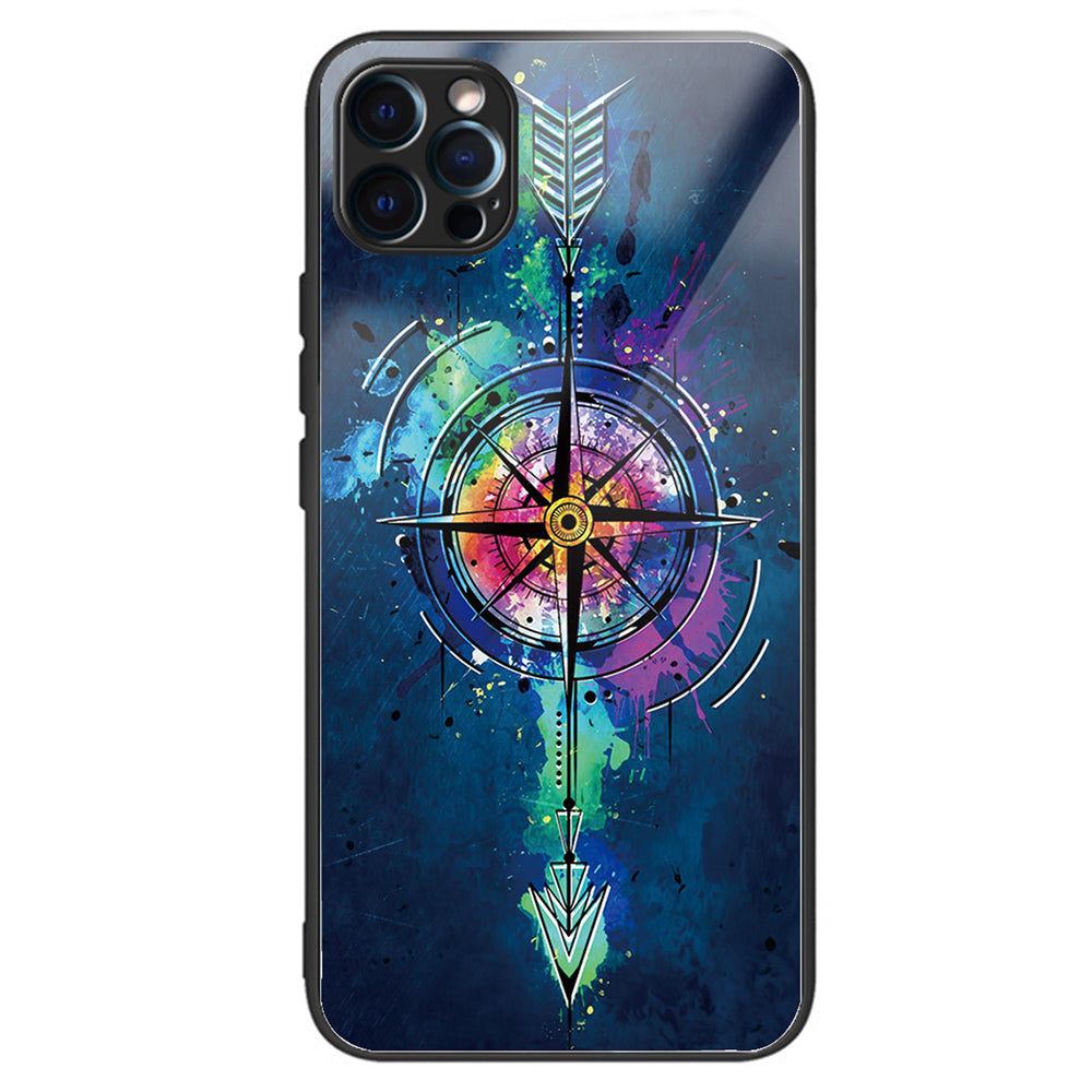 For iPhone 15 Pro Pattern Tempered Glass Case Protective Phone Cover - Colorful Butterflies