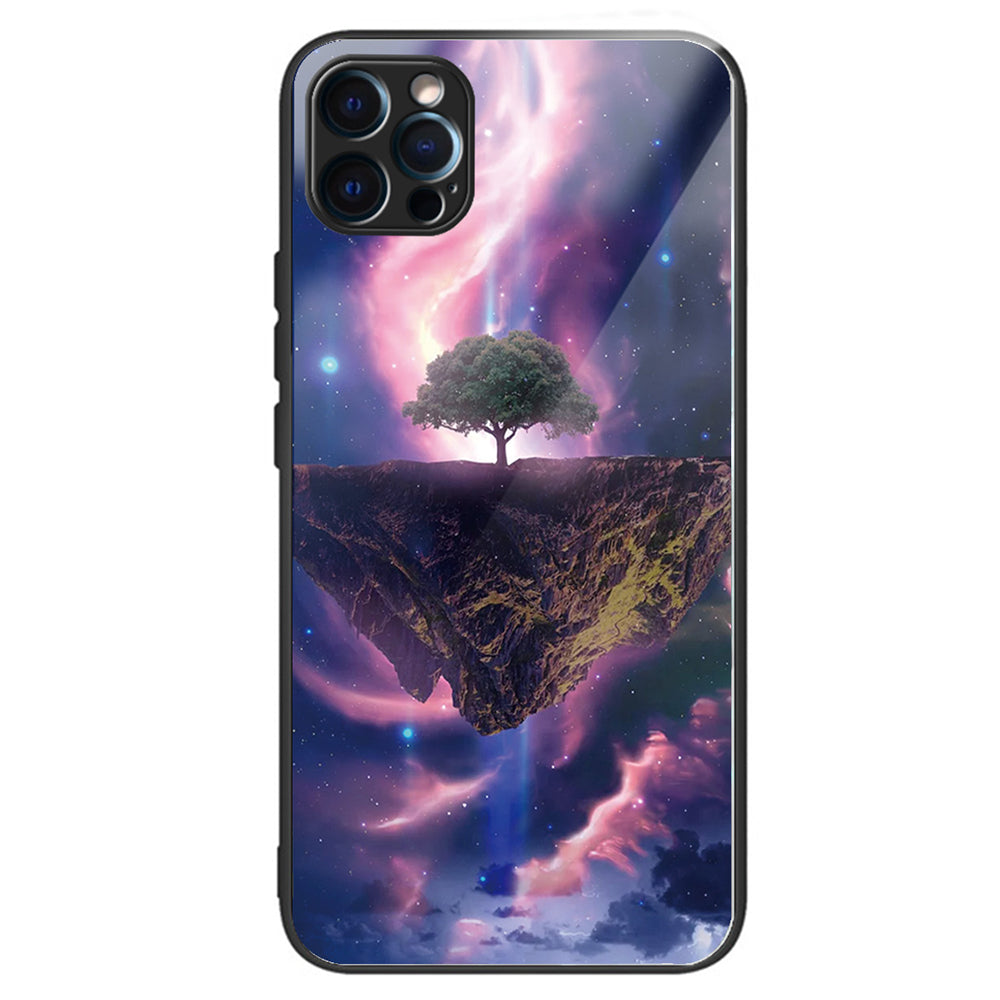 For iPhone 15 Pro Max Pattern Printing Case Anti-Scratch Tempered Glass Phone Cover - Rose