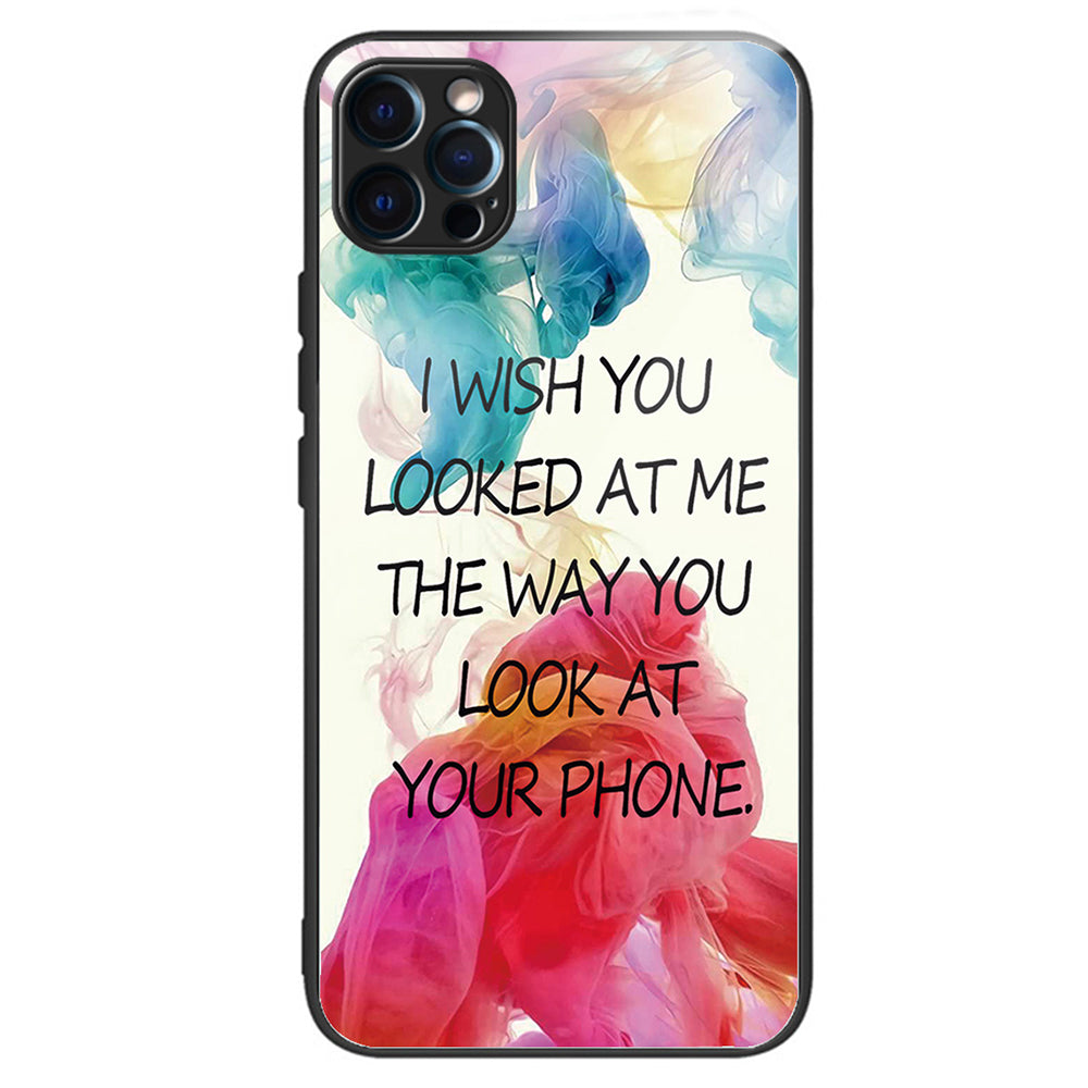 For iPhone 15 Pro Max Pattern Printing Case Anti-Scratch Tempered Glass Phone Cover - Rose