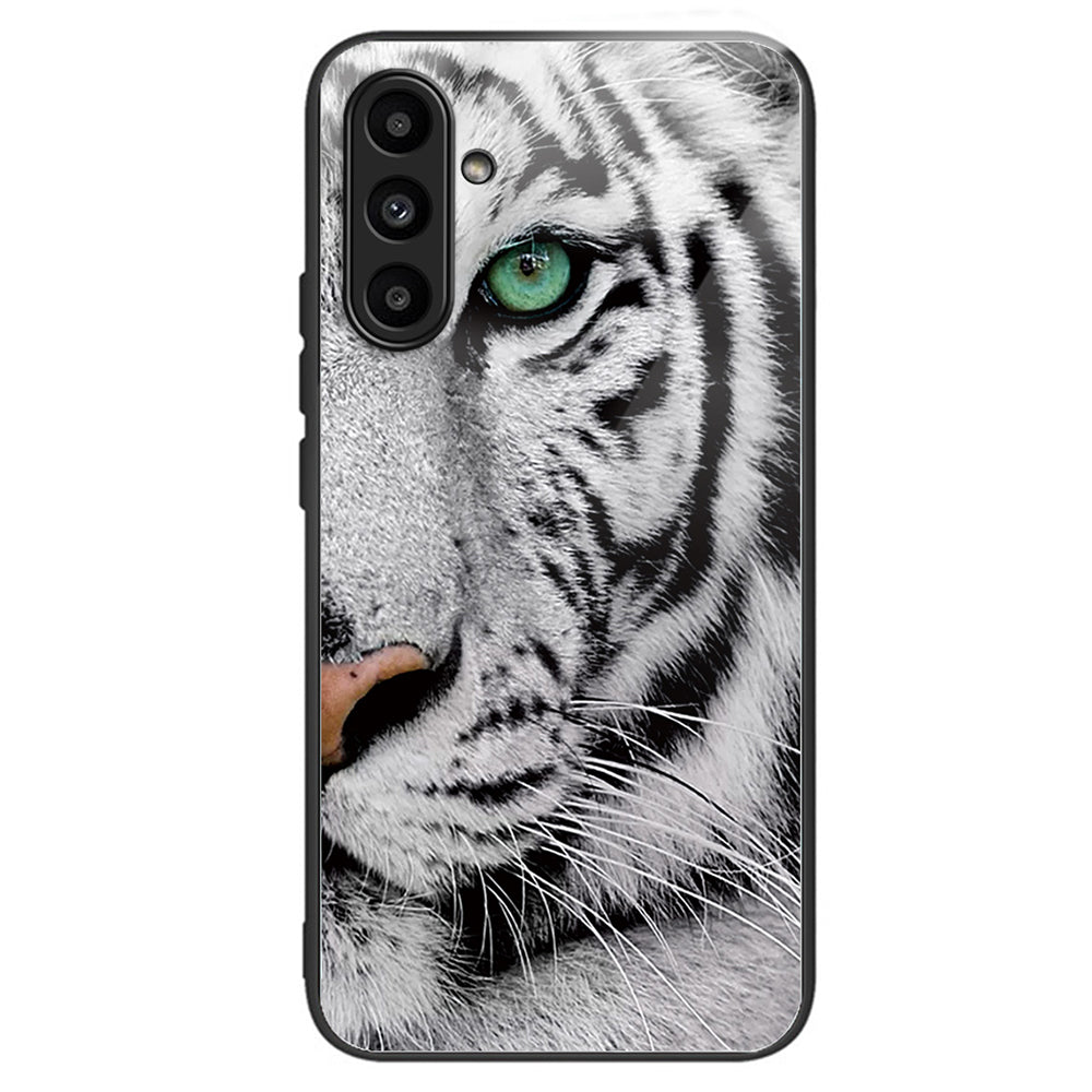 For Samsung Galaxy A14 4G / 5G Pattern Printing Phone Case Tempered Glass+TPU Cover - Rose