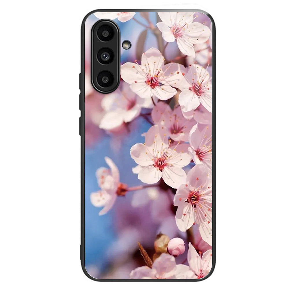 For Samsung Galaxy A14 4G / 5G Pattern Printing Phone Case Tempered Glass+TPU Cover - Rose