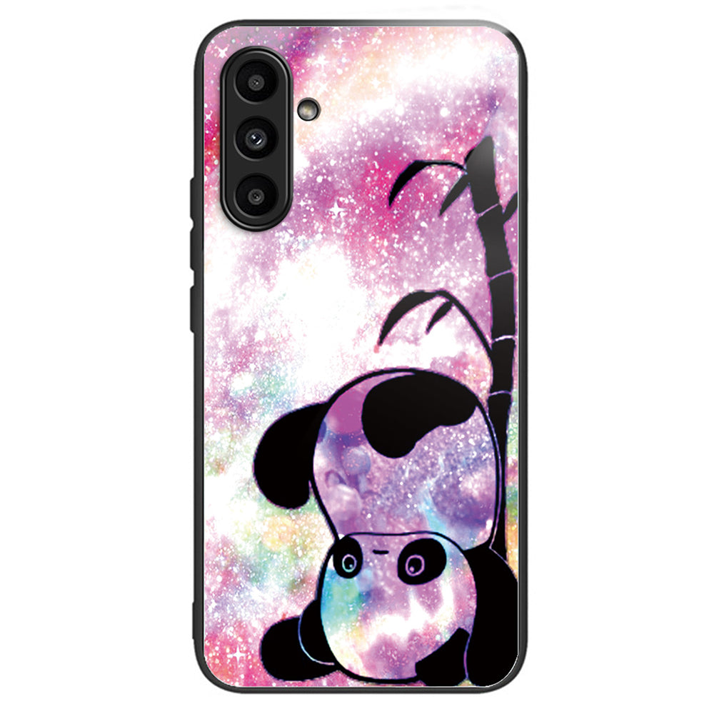 For Samsung Galaxy A14 4G / 5G Pattern Printing Phone Case Tempered Glass+TPU Cover - Rose