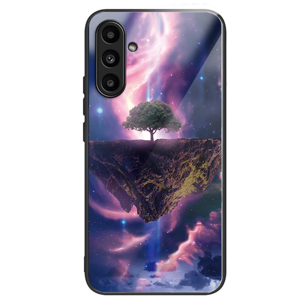 For Samsung Galaxy A14 4G / 5G Pattern Printing Phone Case Tempered Glass+TPU Cover - Rose