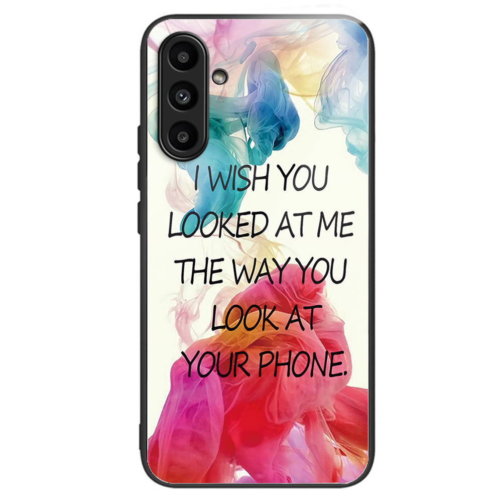 For Samsung Galaxy A14 4G / 5G Pattern Printing Phone Case Tempered Glass+TPU Cover - Rose