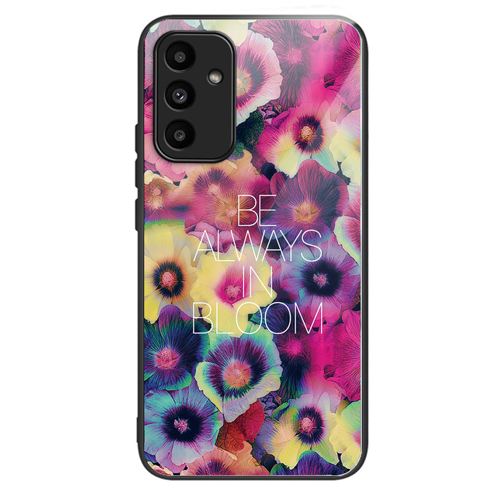 For Samsung Galaxy A15 4G / 5G Case Tempered Glass Phone Cover with Pattern Design - Colorful Flowers