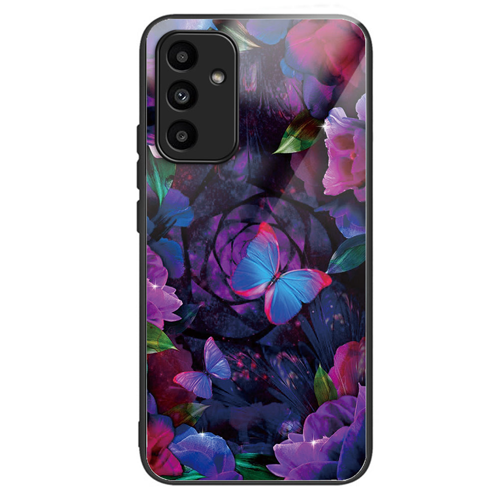 For Samsung Galaxy A15 4G / 5G Case Tempered Glass Phone Cover with Pattern Design - Colorful Flowers