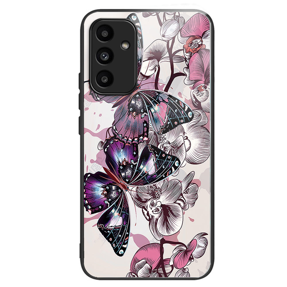 For Samsung Galaxy A15 4G / 5G Case Tempered Glass Phone Cover with Pattern Design - Colorful Flowers