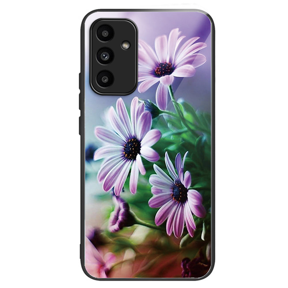 For Samsung Galaxy A15 4G / 5G Case Tempered Glass Phone Cover with Pattern Design - Colorful Flowers