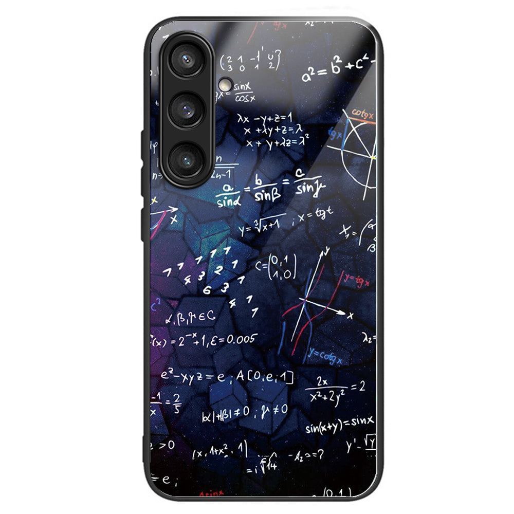 For Samsung Galaxy A54 5G Pattern Phone Shell Tempered Glass Back TPU Frame - Rainbow Candy