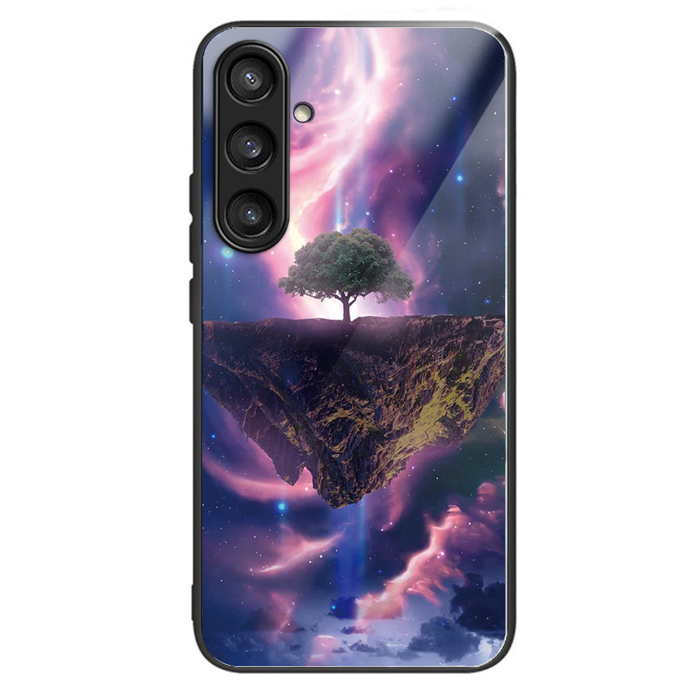 For Samsung Galaxy A54 5G Pattern Phone Shell Tempered Glass Back TPU Frame - Rainbow Candy