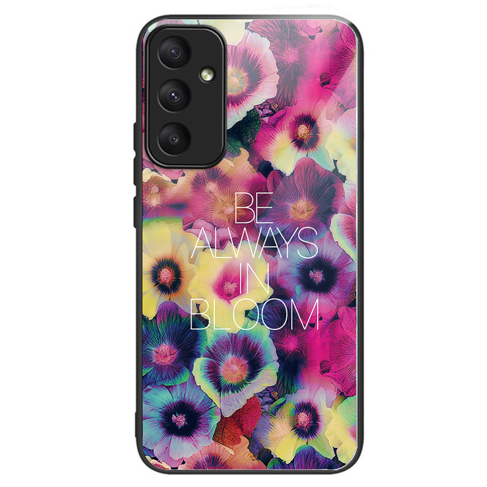 For Samsung Galaxy A35 5G Tempered Glass Back Cover Shockproof TPU with Pretty Pattern Phone Case - Rainbow Candy