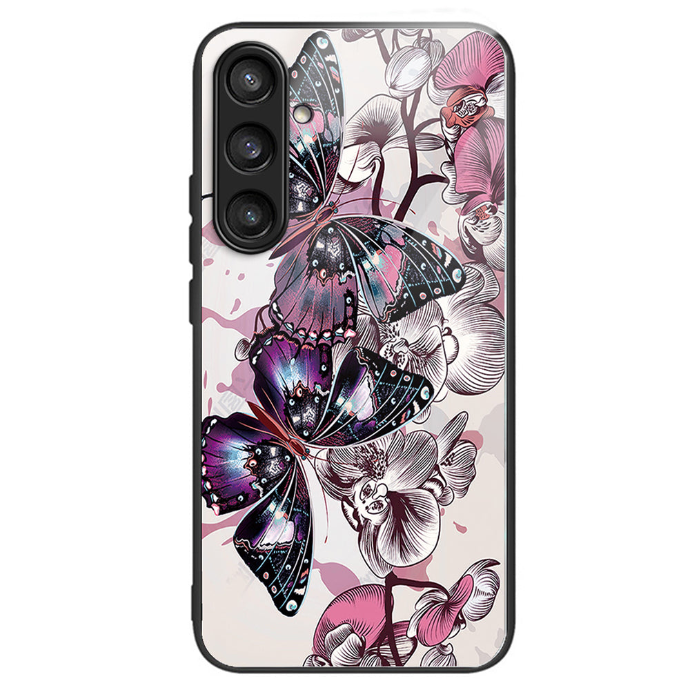 For Samsung Galaxy S23 FE Phone Case with Tempered Glass Back Shell Pattern Design - Rainbow Candy