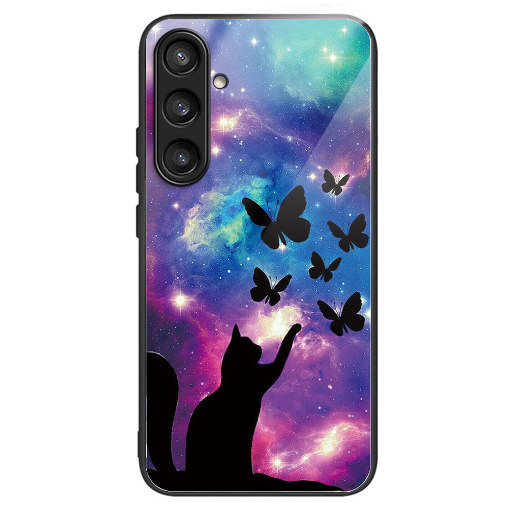 For Samsung Galaxy S23 FE Phone Case with Tempered Glass Back Shell Pattern Design - Rainbow Candy