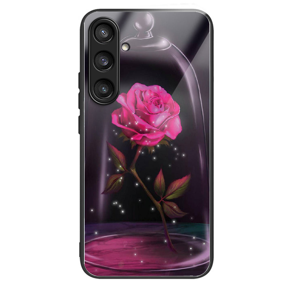 For Samsung Galaxy S24+ Pattern Phone Case Tempered Glass TPU Hybrid Shockproof Cover - Rainbow Candy