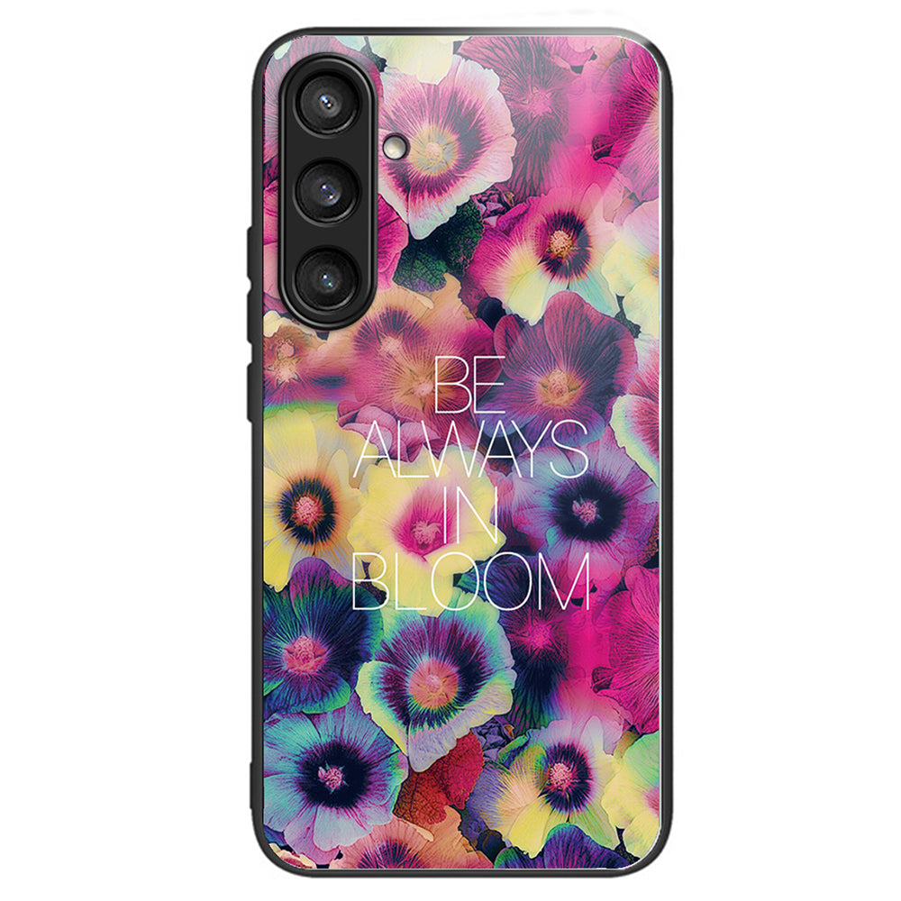 For Samsung Galaxy S24+ Pattern Phone Case Tempered Glass TPU Hybrid Shockproof Cover - Rainbow Candy