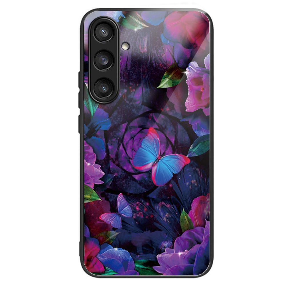 For Samsung Galaxy S24+ Pattern Phone Case Tempered Glass TPU Hybrid Shockproof Cover - Rainbow Candy