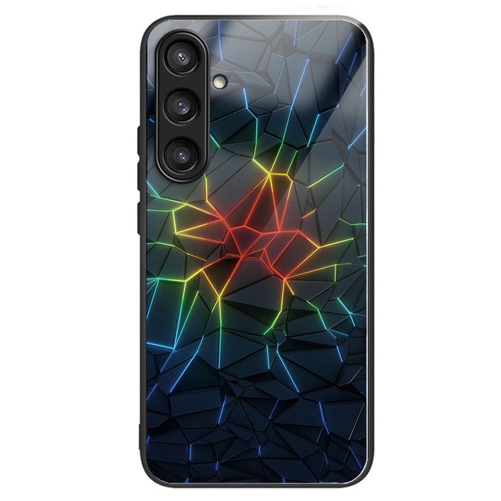 For Samsung Galaxy S24+ Pattern Phone Case Tempered Glass TPU Hybrid Shockproof Cover - Rainbow Candy