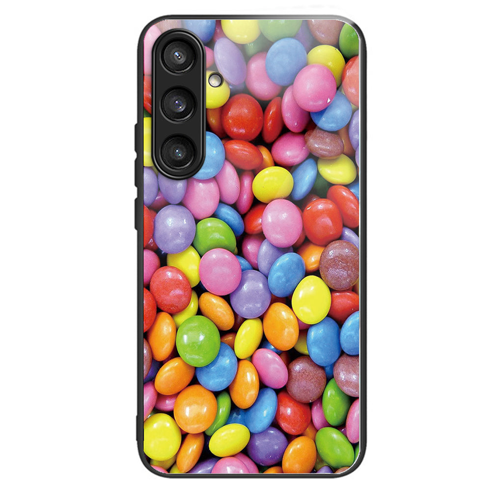 For Samsung Galaxy S24 Pattern Hard Back Cover Tempered Glass Phone Case Anti-scratch - Rainbow Candy