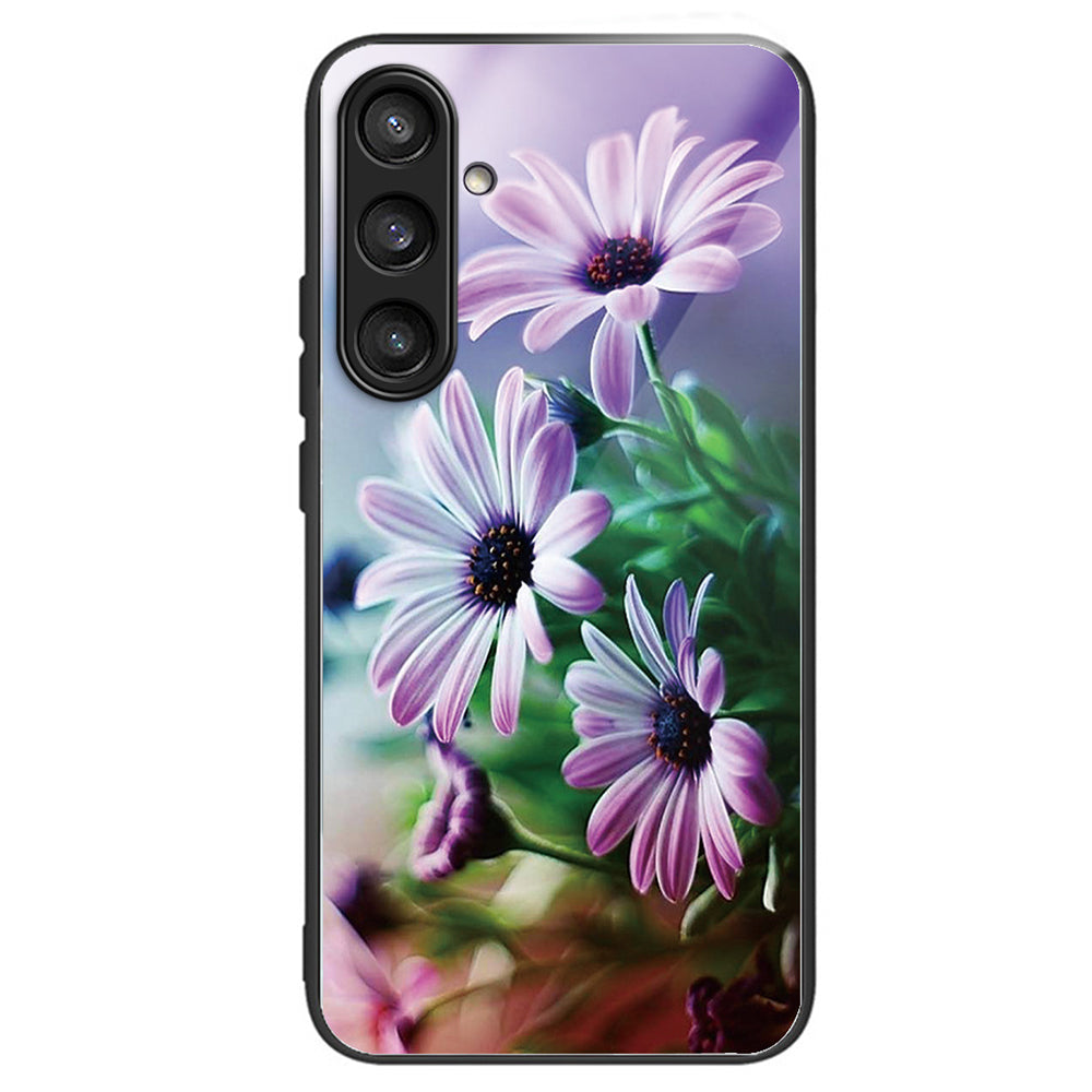 For Samsung Galaxy S24 Pattern Hard Back Cover Tempered Glass Phone Case Anti-scratch - Rainbow Candy