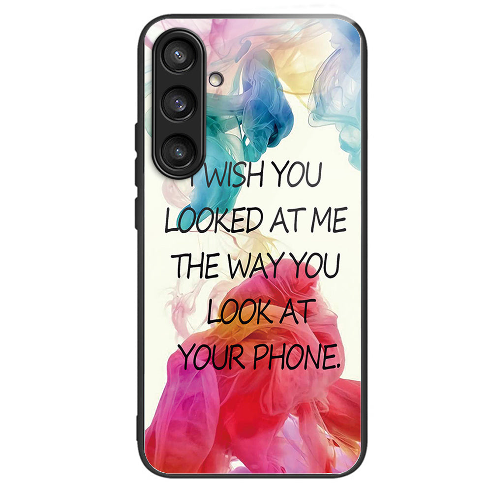 For Samsung Galaxy S24 Pattern Hard Back Cover Tempered Glass Phone Case Anti-scratch - Rainbow Candy