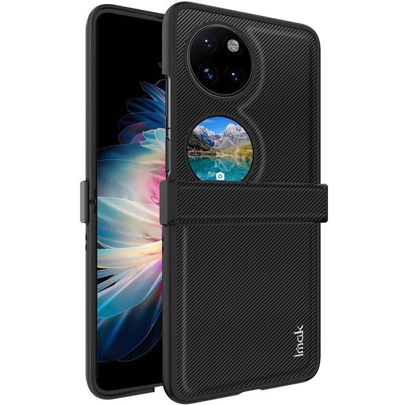 IMAK Ruiyi Series for Huawei Pocket 2 Phone Case Leather+PC Cover Carbon Fiber Texture