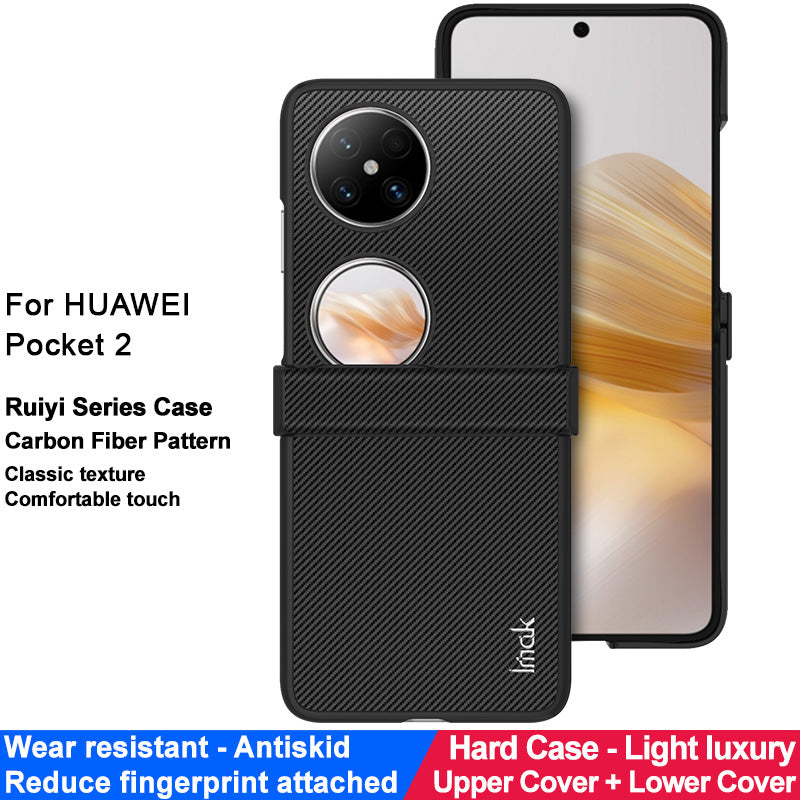IMAK Ruiyi Series for Huawei Pocket 2 Phone Case Leather+PC Cover Carbon Fiber Texture