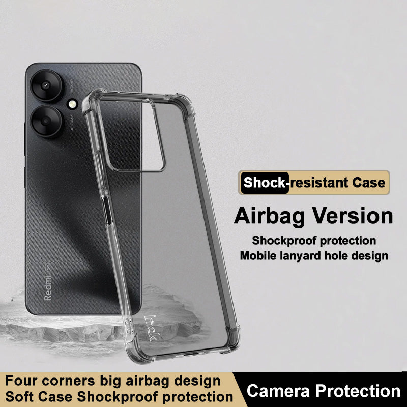 IMAK for Xiaomi Redmi 13C 5G / Redmi 13R 5G Clear TPU Case Anti-drop Airbag Protection - Transparent Black