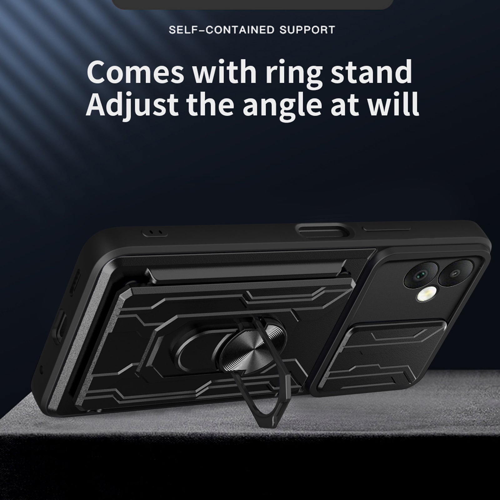 For Samsung Galaxy A05 4G Case Kickstand Anti-fall PC+TPU Phone Protector - Blackish Green