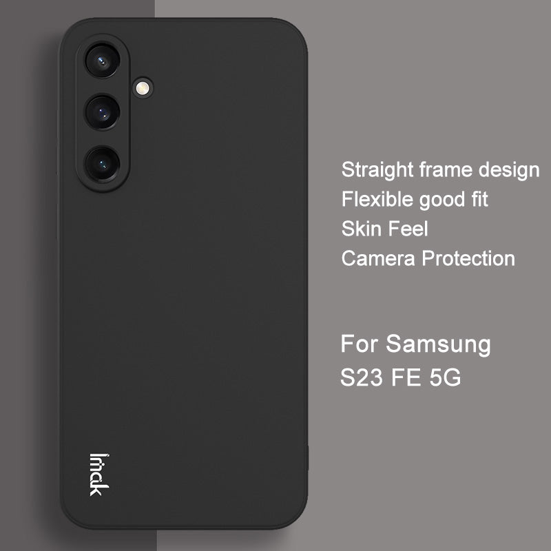 IMAK UC-4 Series for Samsung Galaxy S23 FE TPU Case Straight Edge Phone Back Cover - Black