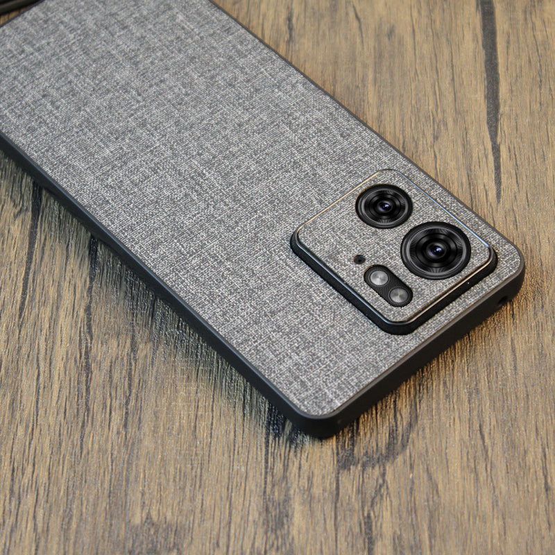 For Motorola Edge 40 5G Case Hard Protective Phone Cover with Cloth Texture - Grey