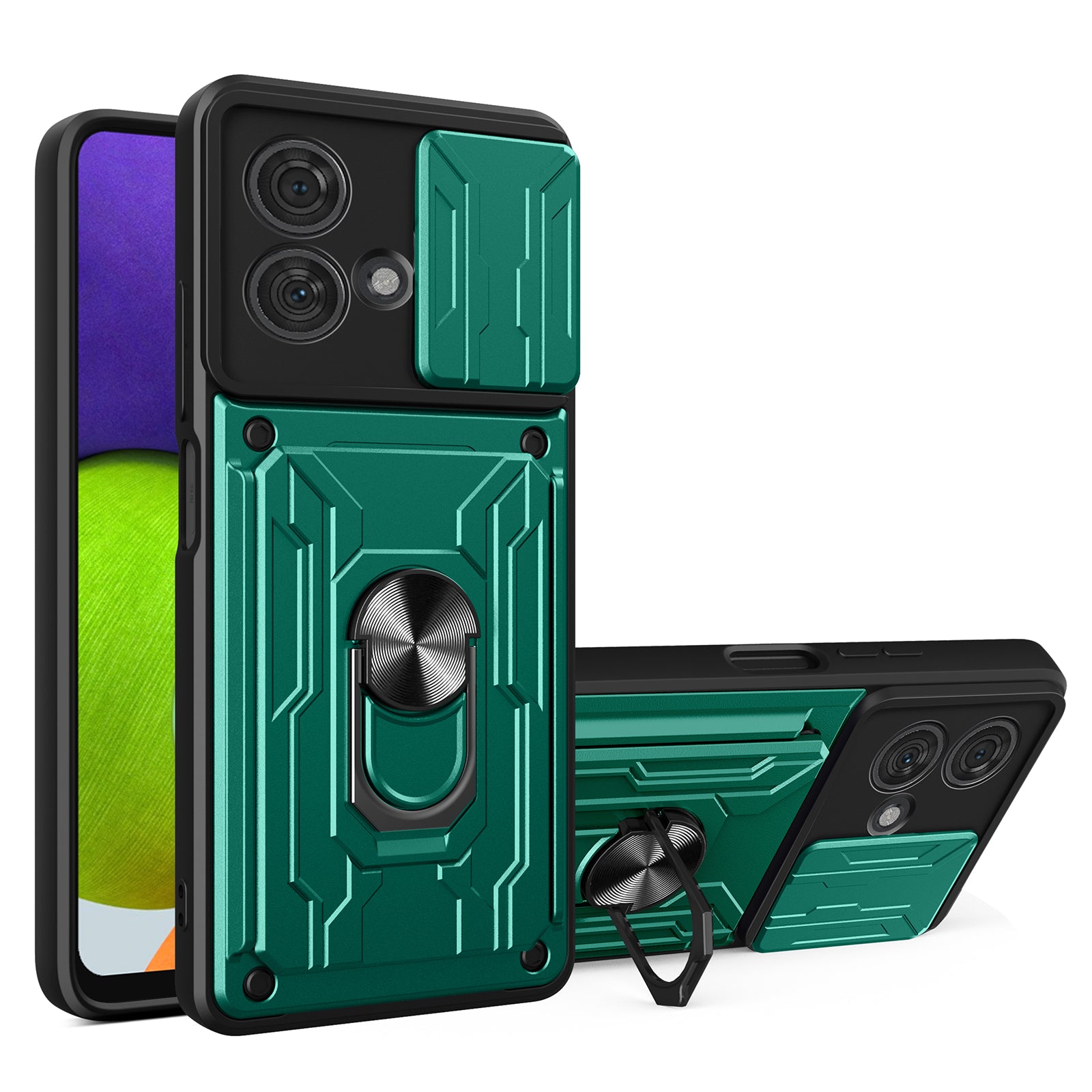 For Motorola Edge 40 Neo 5G Cell Phone Case PC+TPU Shockproof Card Holder Back Cover - Red